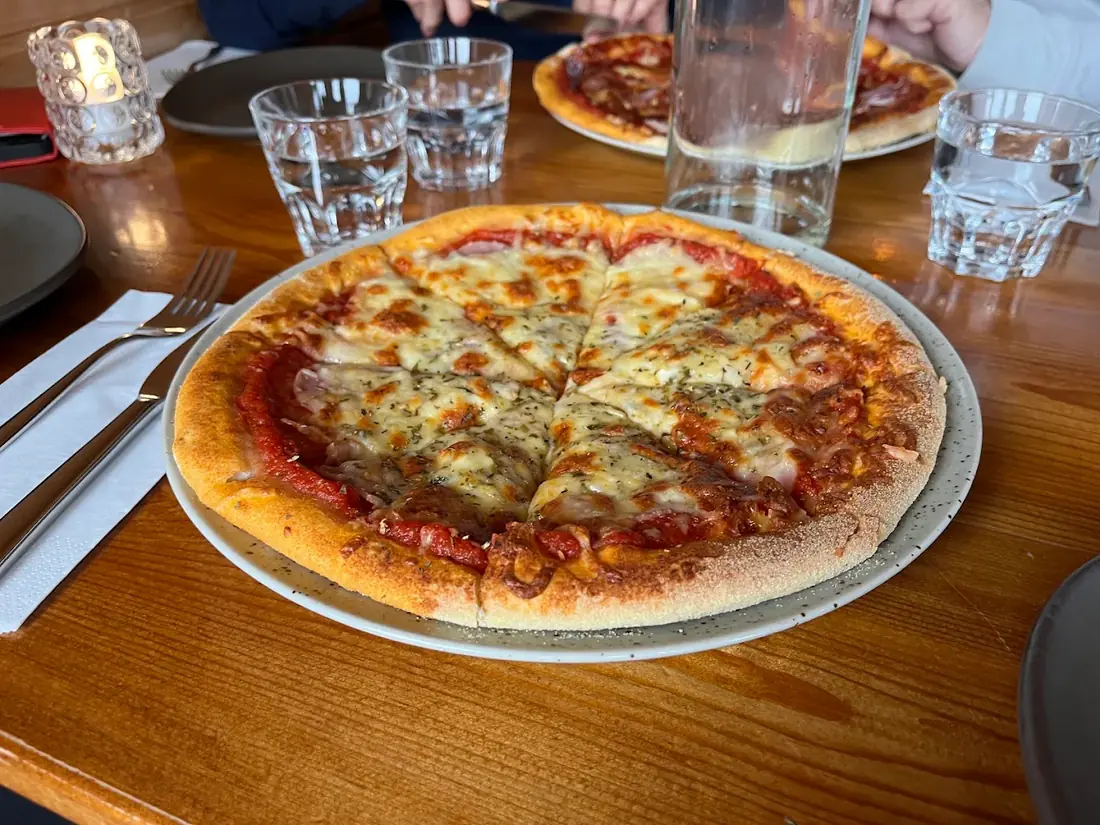 A pizza fresh from the oven
